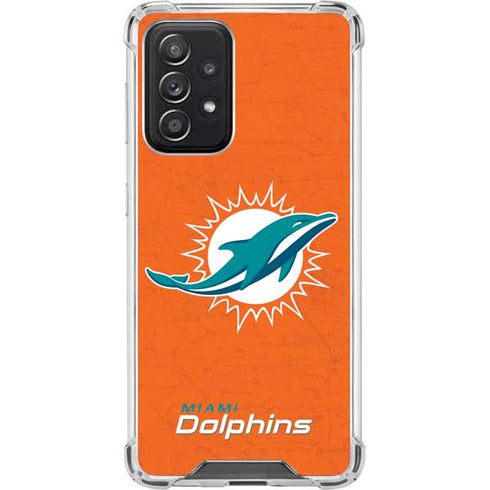 NFL Miami Dolphins Distressed- Orange Galaxy A52 5G Clear Case